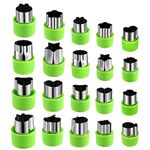 Joyoldelf 20 Pcs Vegetable Fruit Cutter Set 8 pcs Big Stainless Steel Cookie Cutters & 12 pcs Small Vegetable Cutters with Anti-Slip Protection Handle for Safely Customizing Cute Pastry (Green)