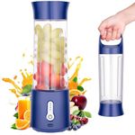 Handzee Portable Smoothie Blender, 17Oz USB Portable Blender Usb Rechargeable with Cup Lid for Sports Outdoors, Cordless Personal Blender for Shakes and Smoothies, BPA-Free Blender Cup(Blue)