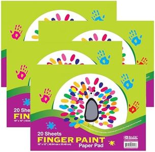 BAZIC Products Finger Paint Paper Pad 20 Sheets 16" X 12", Oil Painting Watercolor Papers, Gift for Classrooms School Home DIY Projects, 4-Pack