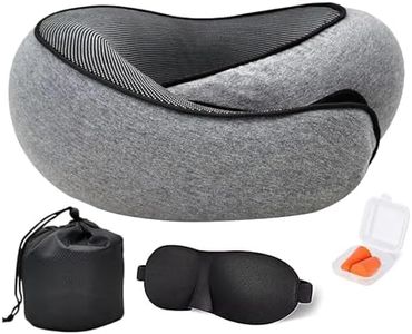 Flyhugz Travel Neck Pillow, Memory Foam Neck Pillow, Travel Set with Eye Mask, Earplugs, Supports The Neck and Head, Suitable for Use in Cars, Airplanes, and Offices.