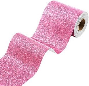 Stickyart Pink Wallpaper Border, Glitter Peel and Stick Wall Border, Self Adhesive Sparkle Wall Border Trim, Removable Glitter Border for Bedroom, Bathroom, Bulletin Boards,Waterproof, 3.94"x160"