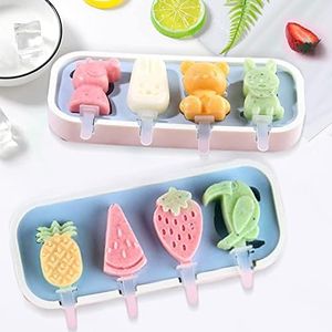 Generic Popsicles Molds, Mini Popsicle Molds for Kids Baby Cute Shapes Silicone Popsicle Molds BPA Free Reusable Ice Cream Mold Popsicle Maker Homemade DIY Set (2Pcs Animal&Pineapple)