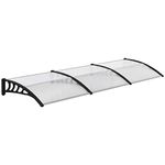 Outsunny Window Awning Door Canopy, Polycarbonate Front Door Outdoor Patio Cover, Sun Shelter, Hollow Sheet for UV, Rain, Snow and Sunlight Protection, Clear, 40" x 120"