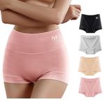 MEIYATING Boy Shorts Underwear for Women High Waisted Cotton Panties Stretch Briefs 4 Pack