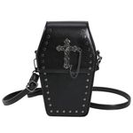 ACUYE Gothic Coffin Purse Crossbody Bag for Women, Halloween Shoulder Bag Small Coffin Wallet Flap Satchel Bag Novelty Goth Purses and Handbags