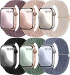 Maledan 6 Pack Braided Solo Loop Compatible with Apple Watch Straps 40mm 38mm 41mm 42mm for Women Men, Adjustable Nylon Stretchy Elastic Sport Band for iWatch SE Series 10 9 8 7 6 5 4 3 2 1 Ultra