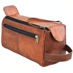 ANUENT Genuine Leather Toiletry Bag Large Dopp Kit for Men & Women Travel Pouch Cosmetic Organizer Best Toiletries Bags for Bathroom and Traveling Mens Shaving Kit, (Brown)