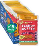 SUPERFOODIO Peanut Butter Buttons | PB&J Flavour | Vegan & Low Carb | All-Natural | Protein | No Refined Sugar (20g x15 Packs)