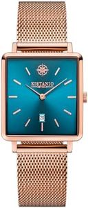 Kistanio Orologio da donna Carré Rose Azur in acciaio inox e vetro zaffiro con cinturino Milanais RG-AZS-M