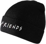 Waldeal Cute Beanie Hat Winter Hat - Friend Beanie for Women - Cuffed Plain Stretchy Soft Skull Knit Beanies, Black, One Size