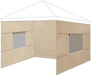 3 Pcs 10x10 Canopy Sidewalls with Roll-up Windows for 10x10 Pop Up Canopy Straight Leg Outdoor Instant Canopy Sidewall Waterproof & UV Protected for Outdoor Event Tents, 3 Sidewalls Only, Beige