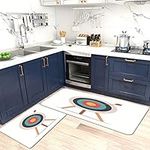 Kitchen Mat Rug Set 2 Piece,Recreation Archery Target Arrow Standing On Tripod Goal Win Sports Bullseye Aim ,Non Slip Kitchen Rug Runner Memory Foam Kitchen Rugs Heavy Duty Comfort Soft Standing Mats