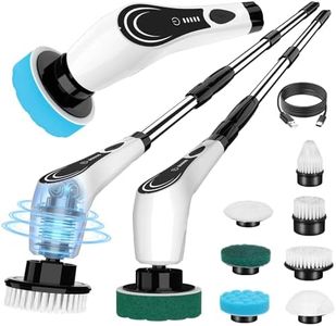 Lichffy Electric Spin Scrubber, Cordless Power Scrubber with 7 Cleaning Pads &Telescopic Handle, Lightweight Bathroom Scrubber for Cleaning Tile Grout Tub Shower Floor Window Carpet, White-rx2...