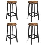 VASAGLE Bar Stools Set of 4, Kitchen Stools, Bar Chairs with Metal Frame and Footrest, Easy to Assemble, for Kitchen, Living Room, Dining Room, Rustic Brown and Black LBC232B01