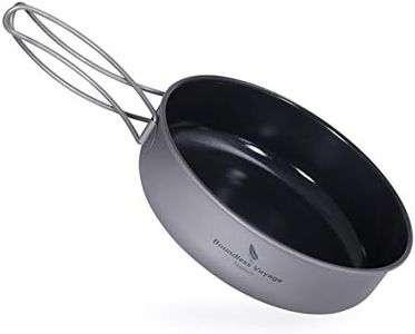 Boundless Voyage Titanium Non-Stick Frying Pan with Folding Handle Non-Stick Ceramic Coating Frypan Cooking Pot for Outdoor Camping Picnic Backpacking ((S)-15cm)