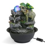 Dyna-Living Indoor Water Fountain with LED Light Upgrade Switch Indoor Water Features Waterfall Elephant Indoor Fountains for Home Decoration Meditation Relaxation