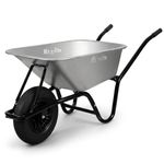 Keplin 85L Garden Wheelbarrow with Pneumatic Tyre – Heavy Duty Single Wheel Steel Garden Barrow Supports 150kg Load Capacity, Large Wheelbarrow for Soil, Gravel, Compost & Outdoor Work