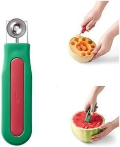 Chef'n Watermelon Scooper and Slicer - 2-in-1 Fruit Scooping Tool and Melon Baller Set for Quick Watermelon Cubes, Fruit Prep, and Summer Snacking - Nesting Kitchen Essentials