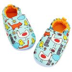 TIMATEGO Toddler Baby Boys Girls Shoes Non Skid Slipper Sneaker Moccasins Infant First Walker House Walking Crib Shoes(6-24 Months), 9-12 Months Infant, 01 Blue Chick