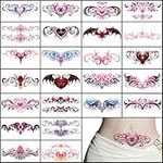 24 Sheets Sexy Navel Temporary Tattoos Women Fun Fake Tattoos Stickers Abdomen Waist Waterproof Tattoo Stickers Removable Women Bachelorette Tattoos Art,for Women Fake Body Tattoos