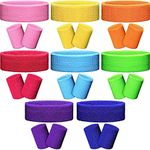 SATINIOR 8 Sets 80s Sweat Band and Wristband Sports Neon Headbands Wristbands Exercise Sweatbands Gym Sports Wristbands for Men Women Sports Activities(Fresh Color)