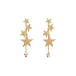 18k Gold Star Long Tassel Dangle Earrings for Women Shooting Star Earrings Meteor Lucky Star Pearl Drop Earrings Jewelry, Zinc, no inlay