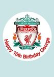 Customisable Liverpool Football Cake Topper - 7.5 inches - includes 10 x 1.5 inch football toppers (Wafer Paper)