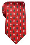 Retreez Classy Christmas Tree and Snowflakes Woven Microfiber 3.15" Men's Tie - Red, Christmas Gift