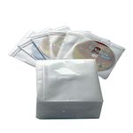 Qirc 100Pcs CD DVD Sleeves, Standard Plastic Double-Sided Clear CD Sleeve case with Drop-Proof Closure, for CD and DVD Storage Binders Disc Storage