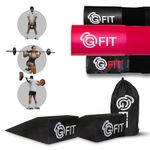 OG FIT Squat Wedge Block and Barbell Pad Set - 2-Pack Non-Slip Squat Wedges for Elevated Heel Squats, Deadlifts, and Calf Stretching - Pink Hip Thrust Pad for Squats, Lunges and Hip Thrusts & Gym Bag