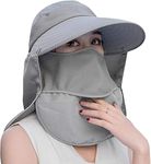 DIANZHU Outdoor UV Sun Protection Waterproof Breathable Face Neck Flap Cover Folding Sun Hat for Women (Grey)