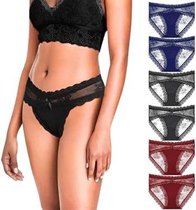 LEVAO Lace Panties for Women Cheeky Underwear Soft Stretch Seamless Bikini Panty 6 Pack Multicolor