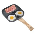 Egg Frying Pan Egg Burger Cooker 3 Section Divided Grill Frying Pan Non Stick Induction All in One Meal Skillet Pan Multi Pancake Pan Compatible with All Stove for Home Kitchen