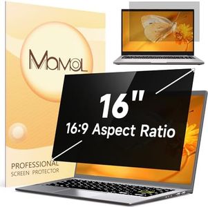 Mamol Laptop Privacy Screen 16 Inch Compatible with Lenovo Hp Dell Acer Asus Thinkpad Envy Xps, 16:9 Aspect Anti Blue Light Glare Privacy Filter, Removable Laptop Screen Privacy Shield 16 in, Anti-Scratch Screen Protector