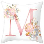 Eanpet Throw Pillow Covers Alphabet Decorative Pillow Cases ABC Letter Flowers Cushion Covers 18 x 18 Inch Square Pillow Protectors for Sofa Couch Bedroom Car Chair Home Decor (M)