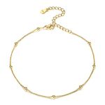 ChicSilver Gold Dainty Ball Bead Chain Anklet, 18K Gold Plated Cute Tiny Ball Boho Beach Summer Foot Chain Ankle Bracelet for Women