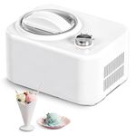 EUHOMY Ice Cream Maker Machine with Compressor, 3 Modes Gelato Sorbet Frozen Yoghurt Machine, Easy to Operate, Easy to Clean, Detachable Mixing Paddle, Bowl, Clear Lid, 100W, White