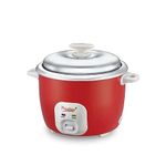 Prestige Delight Cute 1.8 SS Bowl Electric Rice Cooker(1.8L for Rice-Open Type, Silky Red, with Stainless Steel Cooking Pan 4.4L Volume,700 W)