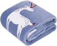 TILLYOU ALL-SEASON Flannel Fleece Baby Blanket for Boys, Ultra Soft Plush Bebe Blanket for Toddler Bed, Crib, Sofa - Thermal Warm Hypoallergenic - 100% Microfiber Polyester, 39x47 Navy Reindeer(Large)