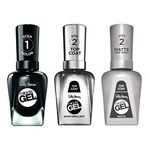 Sally Hansen Miracle Gel Nail Polish, Shade Onyx-pected #849 with Shiny Top Coat and Matte Top Coat Trio