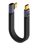 ETZIN Usb C Short Cable 240W Thunderbolt Cable Fpc Usb C Cable 0.4Ft Compatible Thunderbolt 4,Usb 4.0,Pd 240W,8K@60Hz,40Gbps (Epl-1161Cc, 40Gbps/8K), Black