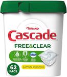 Cascade Free & Clear ActionPacs, Dishwasher Detergent, Lemon Essence, 62 Count