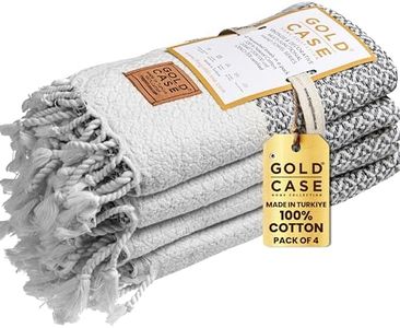 Gold CASE Turkish Hand Towels for Bathroom Set of 4 – 20 x 40'' – 100% Cotton Bathroom Towels – Aphrodite Kitchen Small Towel for Spa, Face, Tea & Dishcloth – Decorative Patterned Weave – Grey