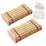 BESTNEWIE Wooden & Bamboo Sauna Pillow with Sauna Hat and Seat Pad, Sauna Headrest, Ergonomic Flexible Neck Pillow Head Support for Sauna Room SPA Sauna Accessories 14 * 7.5 * 3.5 inches (2 Packs)