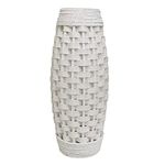 Hosley 24" High Wood and Grass Floor Vase-White. Ideal Gift for Weddings, Home Decor, Long Dried Floral, Spa, Aromatherapy, Umbrella/Cane Stand