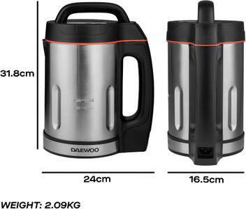 Daewoo 2-in-1 Soup Maker and Blender – Stainless Steel, 1.6L