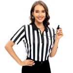 CUTIEHON Women's Referee Shirt, Official Basketball Umpire Jersey for Halloween Costumes or Waitress Uniforms, Black White, X-Large