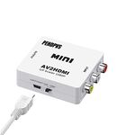 PEHDPVS RCA to HDMI Converter AV to HDMI Converter 1080P Mini RCA Composite CVBS Video Audio Converter Adapter Supporting PAL/NTSC for PC/TV/ PS3/ STB/Xbox VCR/VHS/Blue-Ray DVD Players （ White ）