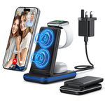 TeckNet 3-in-1 Wireless Charger, Foldable Charging Station for iPhone, Apple Watch, AirPods, Qi-Enabled Devices, Fast Charging, Sleek Design, Portable, Perfect for Home, Office, Travel