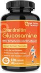 NATURE TARGET Glucosamine Chondroitin Joint Support Supplement - Plus MSM, Collagen, Turmeric, Shellfish Free, Supports Joint, Knees, Cartilage, for Men & Women, 120 Caps